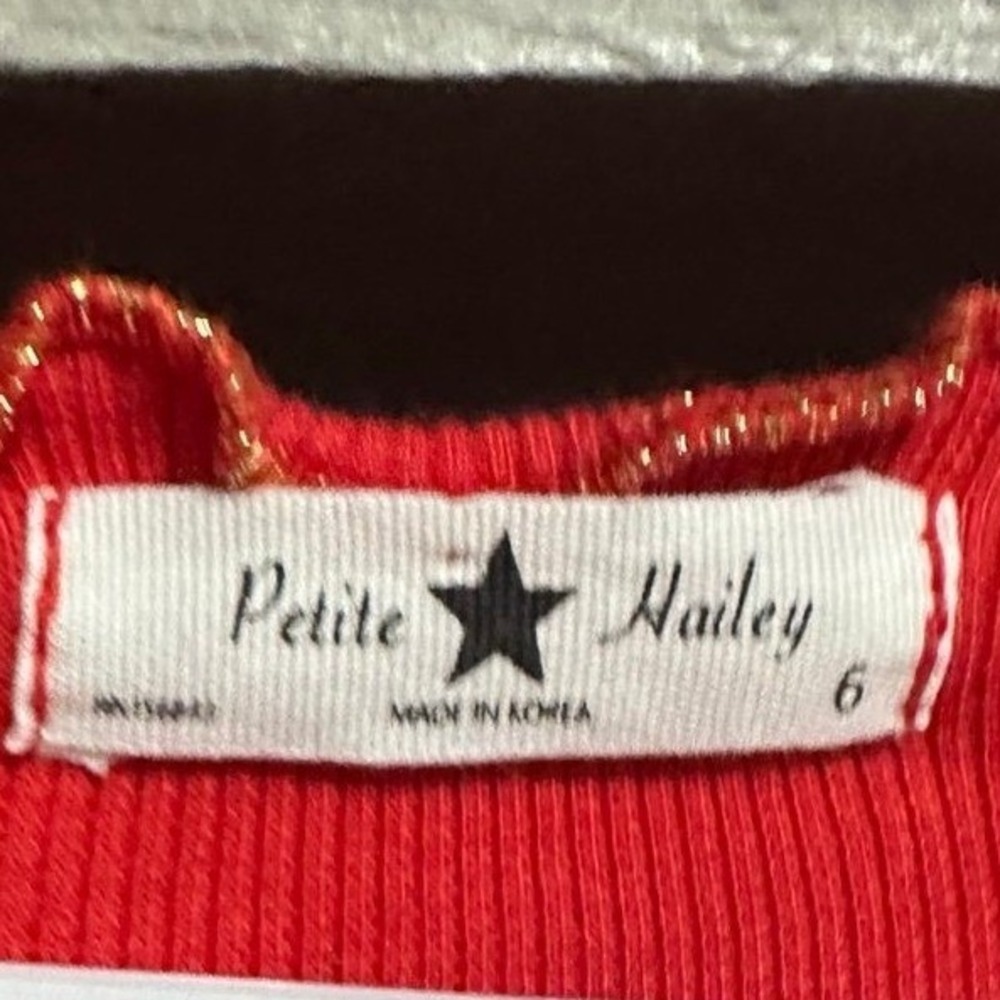 Petite Hailey Tutu Dress Girls 6 Red Excellent Gold Sequin Star Tulle Ruffle - Picture 4 of 4